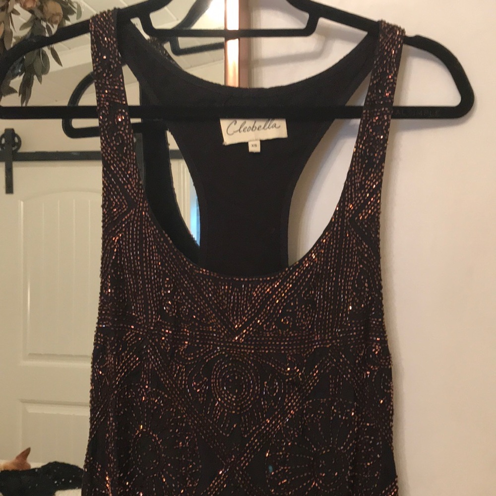 Cleobella fully beaded racer back mini dress